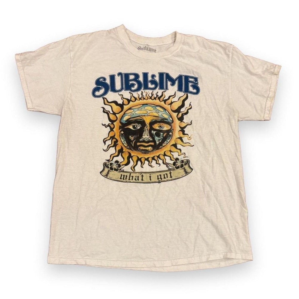 Sublime What I Got Sun Graphic White T-Shirt Mens Size L Band Tee